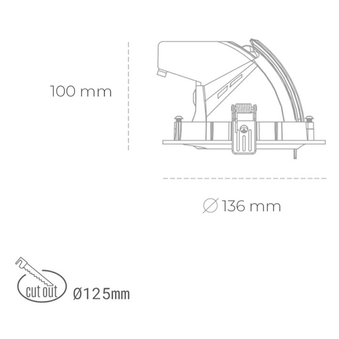Takspotlight infälld DL-QA-micro 21W 1710lm Ø:136mm